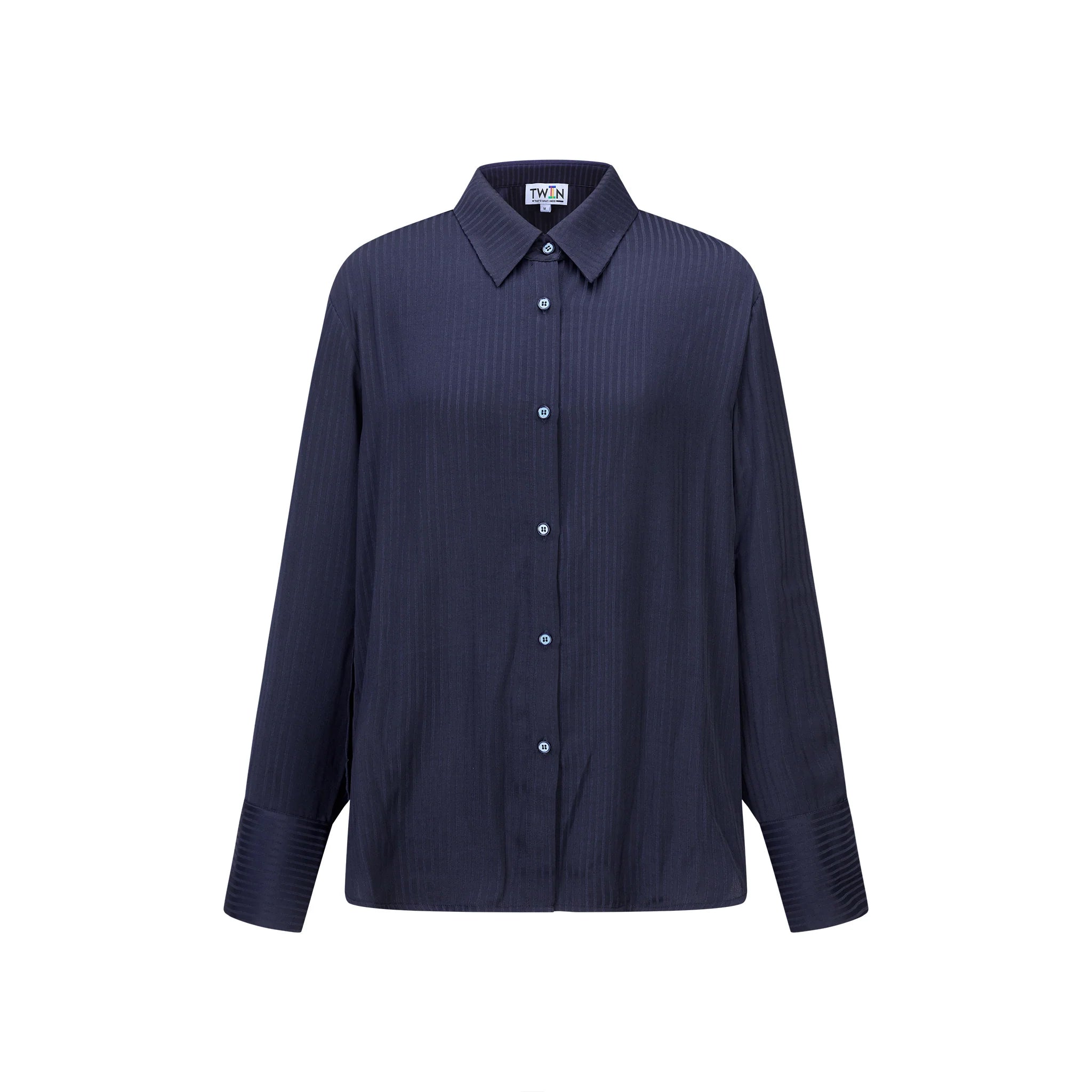 Striped Satin Side Vent Shirt