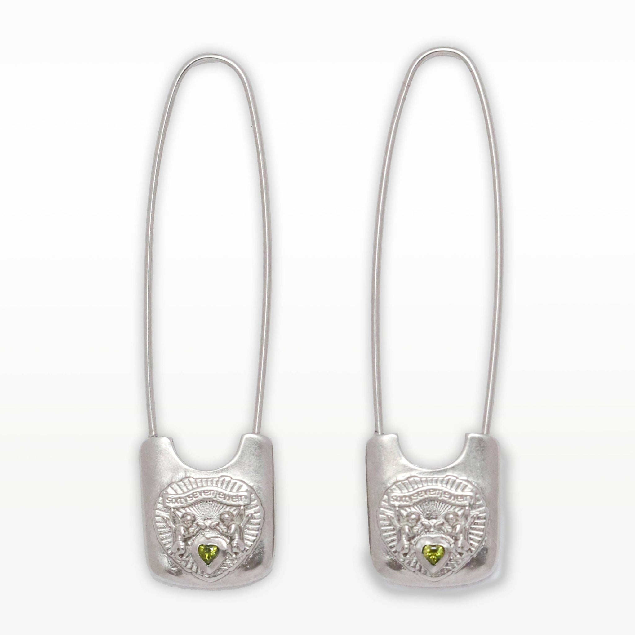 Silver Safety Pin Earrings: PAIR