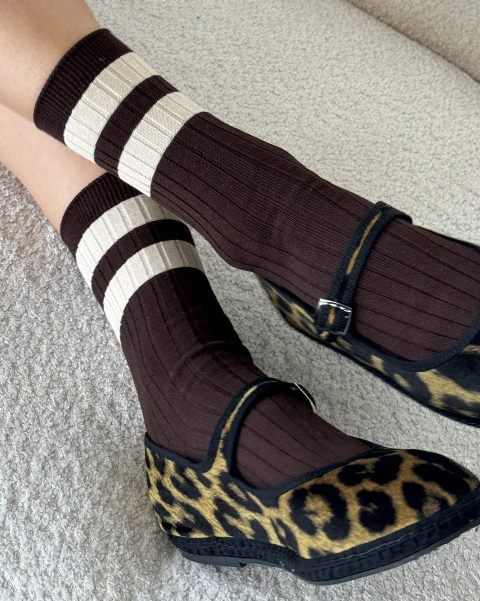 Le Bon Shoppe Her Varsity Socks - Ribbed Crew Sock in Espresso – AYI