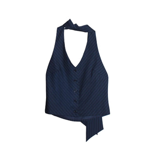 Navy blue vest with a pattern on a white background