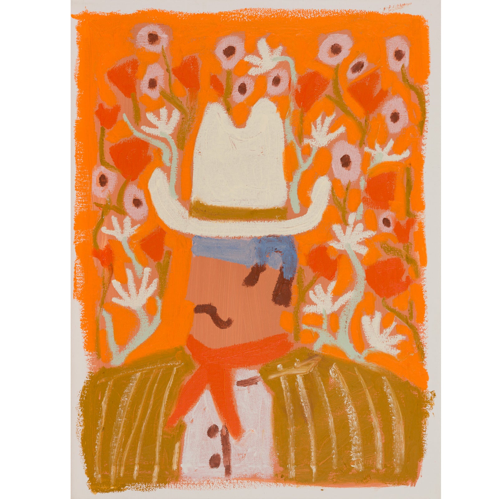 Cowpoke in the Flowers - 12x16