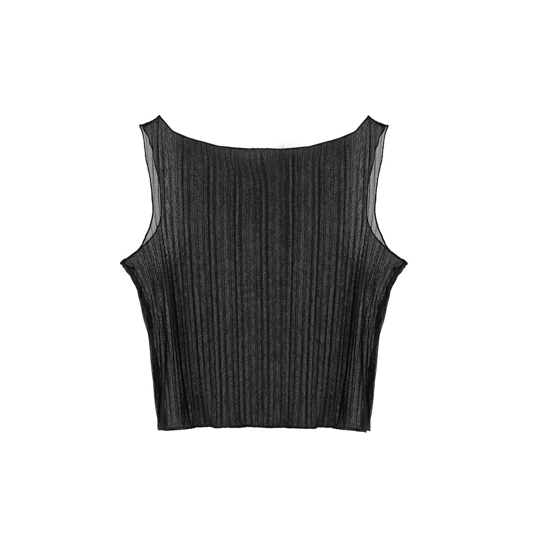 Pleated Boat Neck Tank