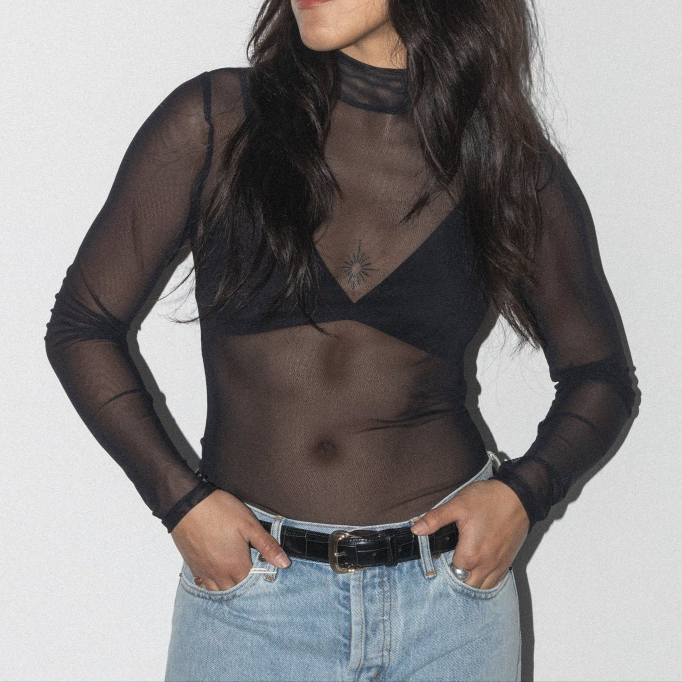 Mesh Mockneck Top