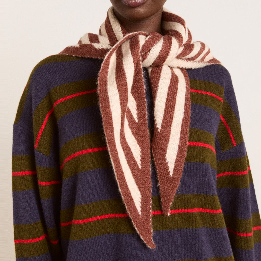 Knitted Stripe Triangle Head Scarf